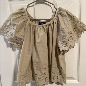 GAP Women's Beige Eyelet Blouse